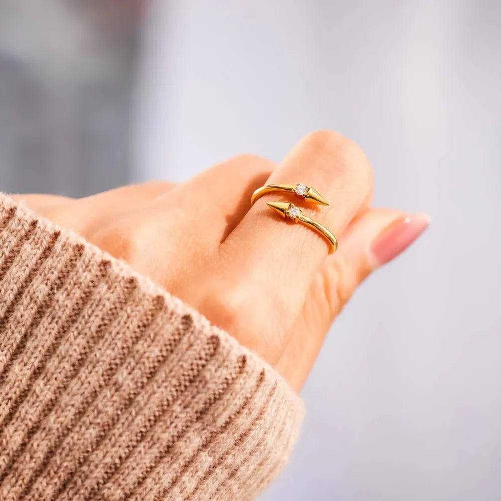 Inlaid Zircon Bypass Ring