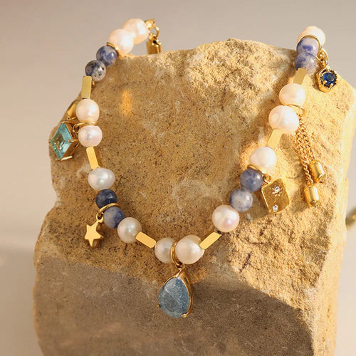 Natural stone freshwater pearl necklace
