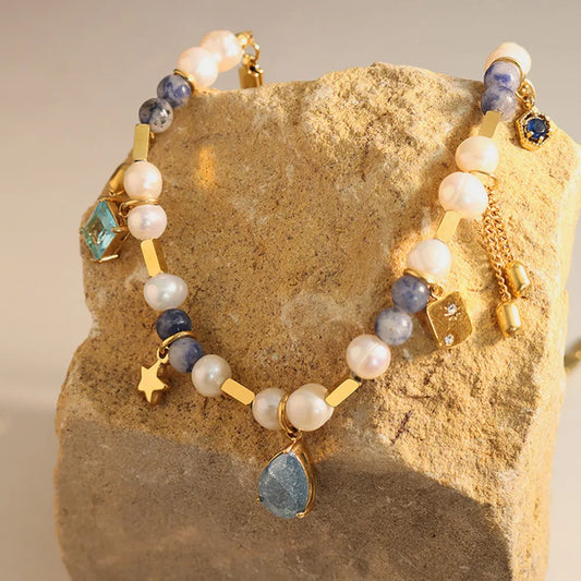 Natural stone freshwater pearl necklace