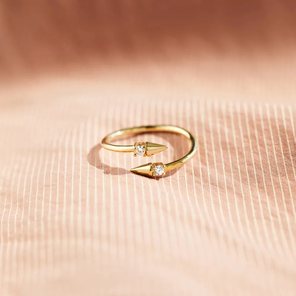 Inlaid Zircon Bypass Ring