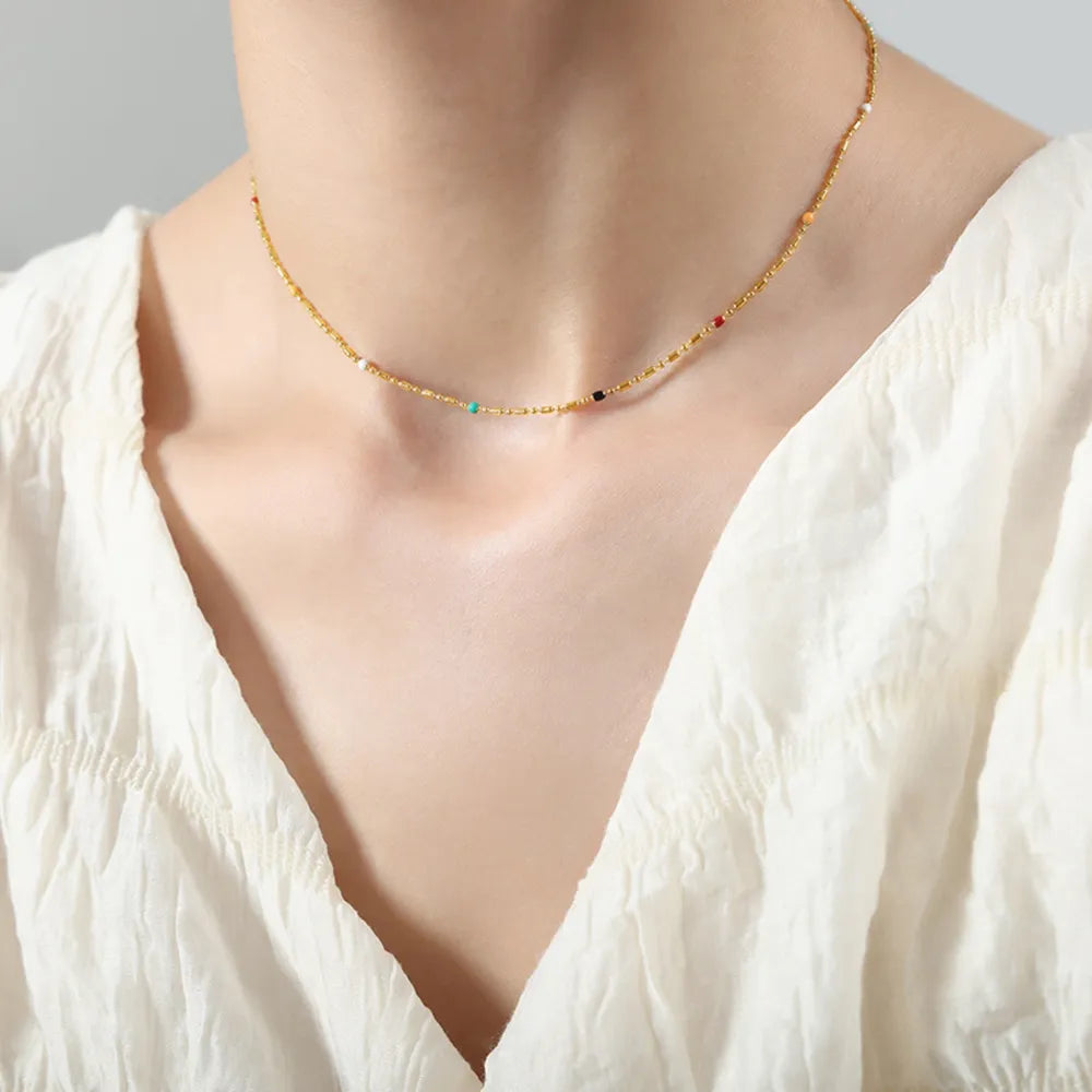 Simple rice bead splicing rice bead  Necklace