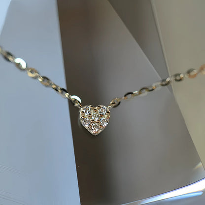 women gold mini heart necklace