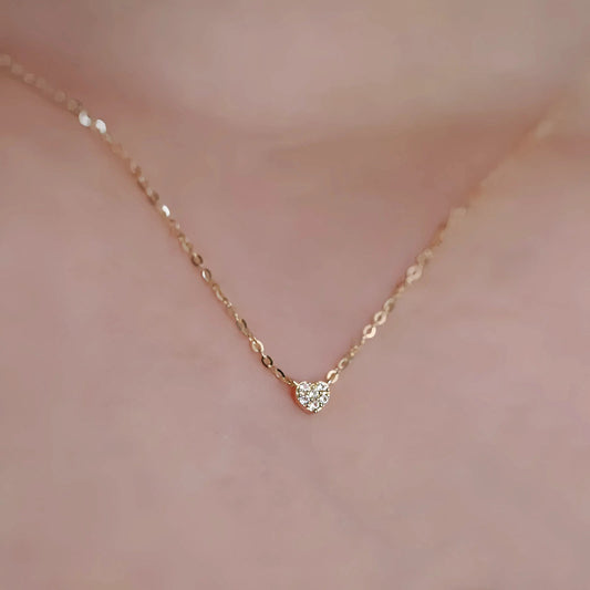 women gold mini heart necklace