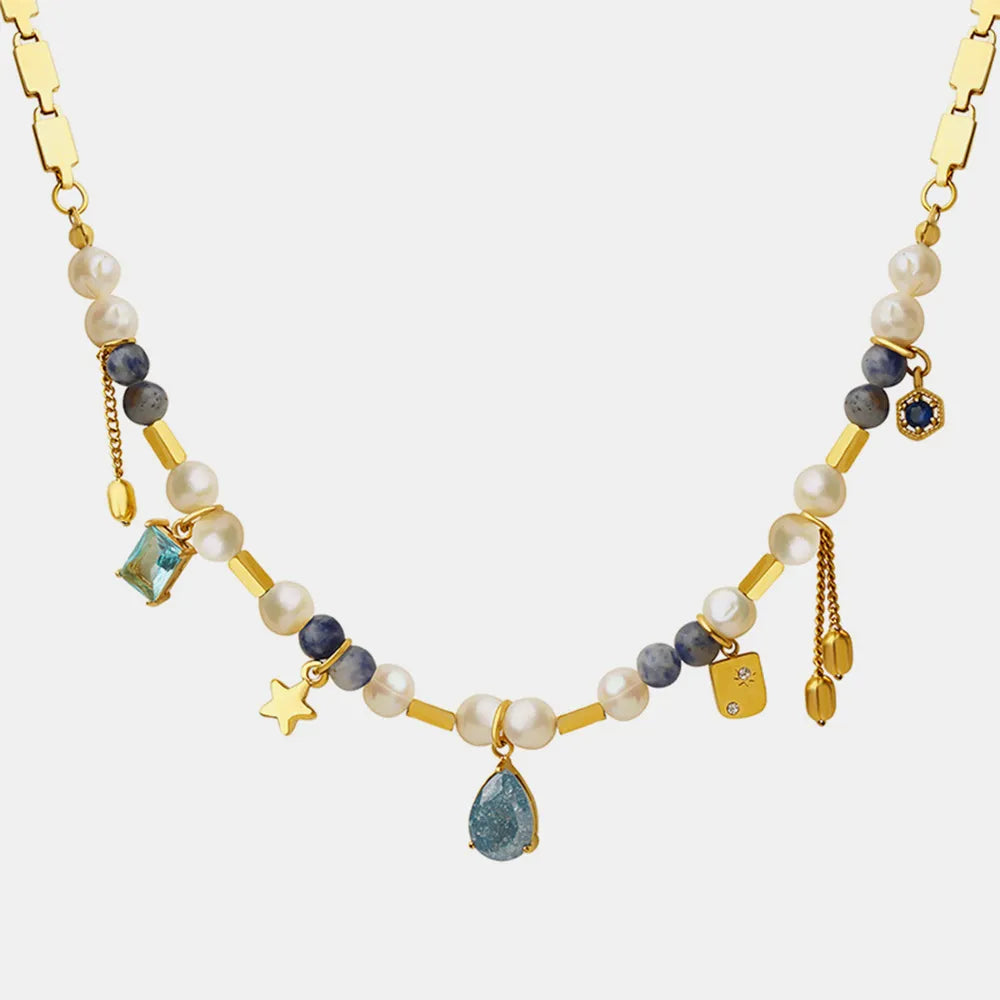 Natural stone freshwater pearl necklace