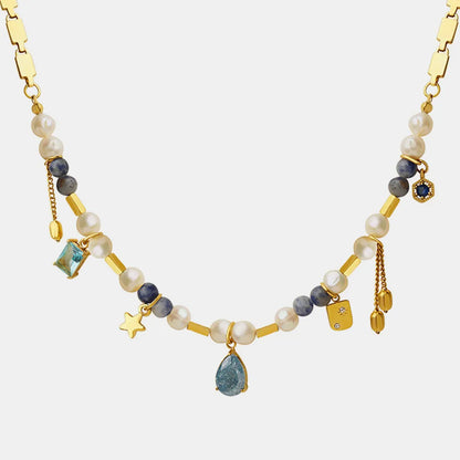 Natural stone freshwater pearl necklace