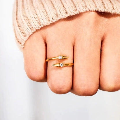 Inlaid Zircon Bypass Ring